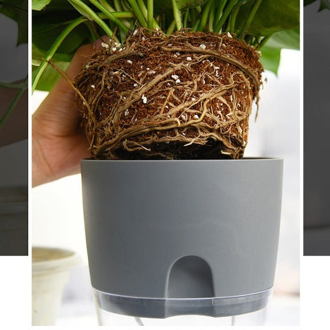 3 PCS 7,5 pouces Jardinières à arrosage automatique Pot de fleurs à  drainage élevé pour plantes d'intérieur et d'extérieur avec plateau de  réservoir